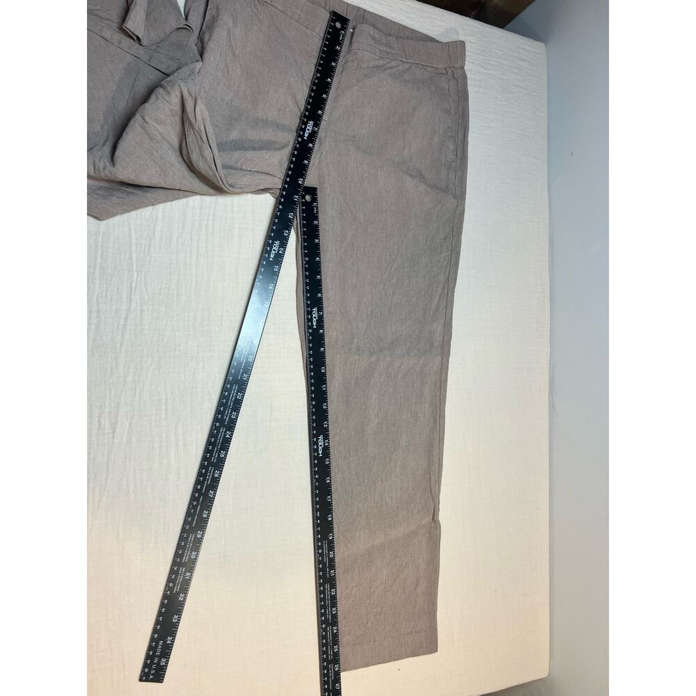 J Jill Linen Stretch Pants Ankle Length Leg Dark Beige Womans Size  M Tall‎ - Picture 5 of 6